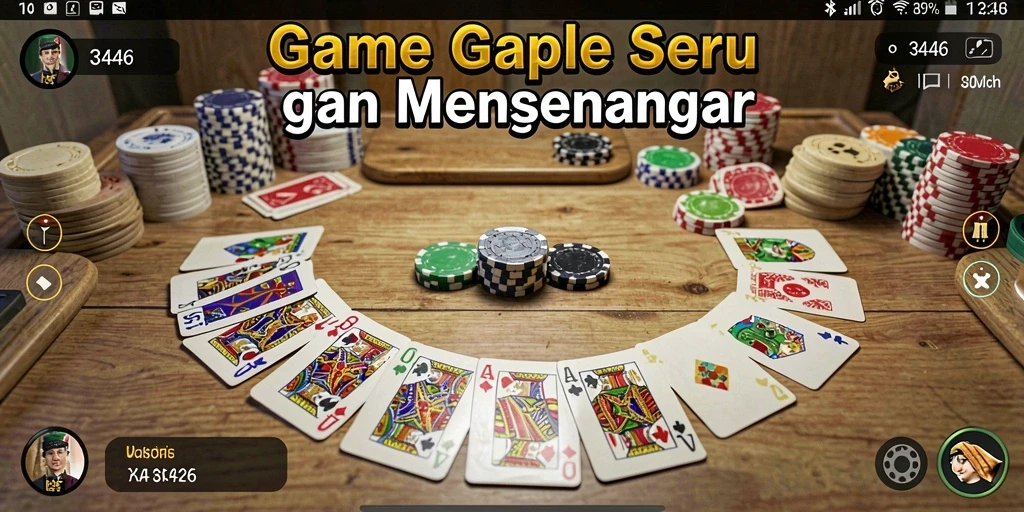 Tampilan gameplay seru dalam 3446, permainan Gaple yang menarik.