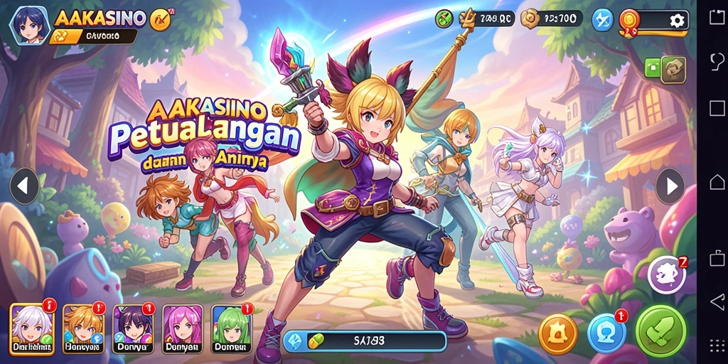 Gameplay AAKASINO dengan karakter anime yang dinamis.