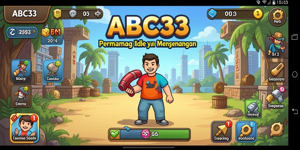 Tampilan layar utama ABC33 menunjukkan gameplay Idle yang menarik.