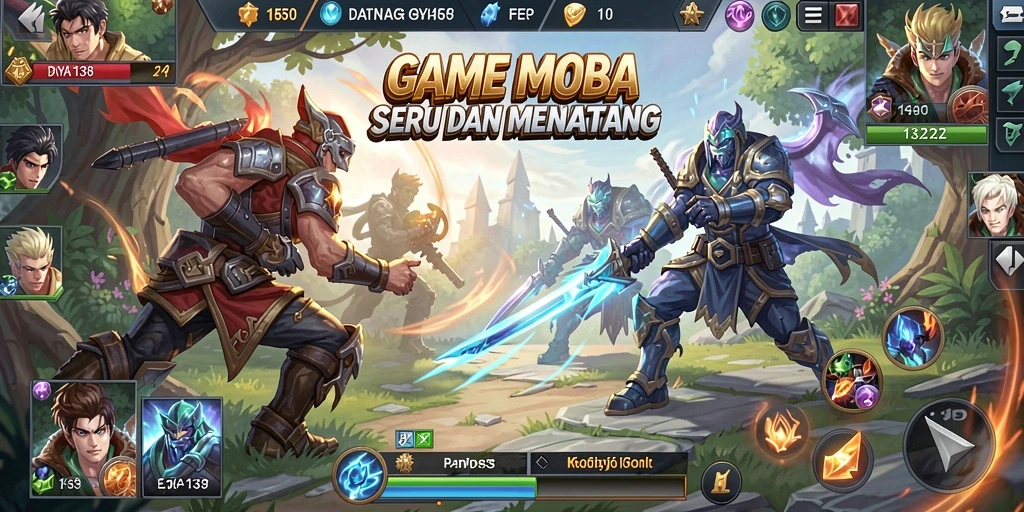 Screenshot utama DAYA138 menunjukkan aksi intens di arena MOBA.