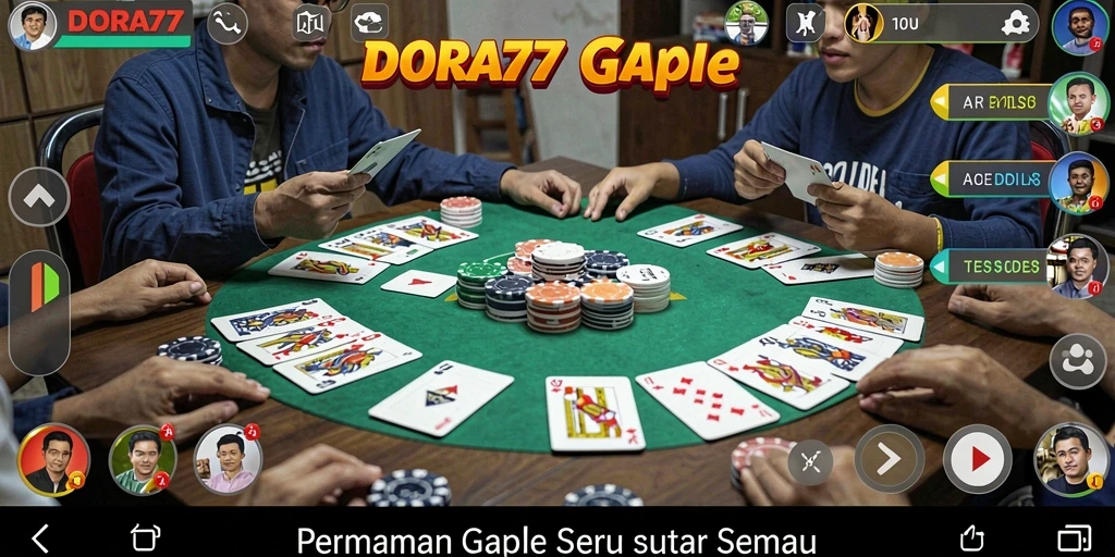 Tampilan gameplay DORA77 yang seru dan interaktif ketika bermain Gaple.