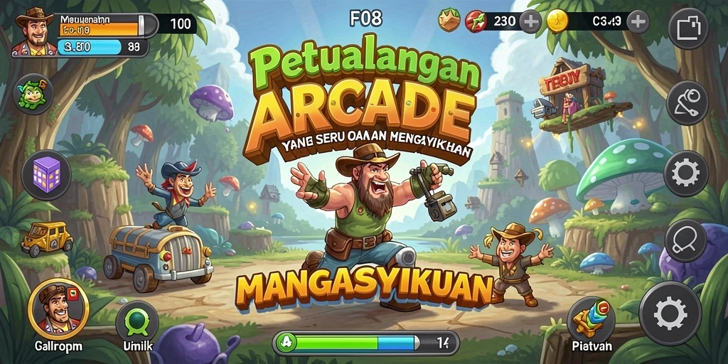 Tampilan seru gameplay F08 dalam mode Arcade penuh aksi.