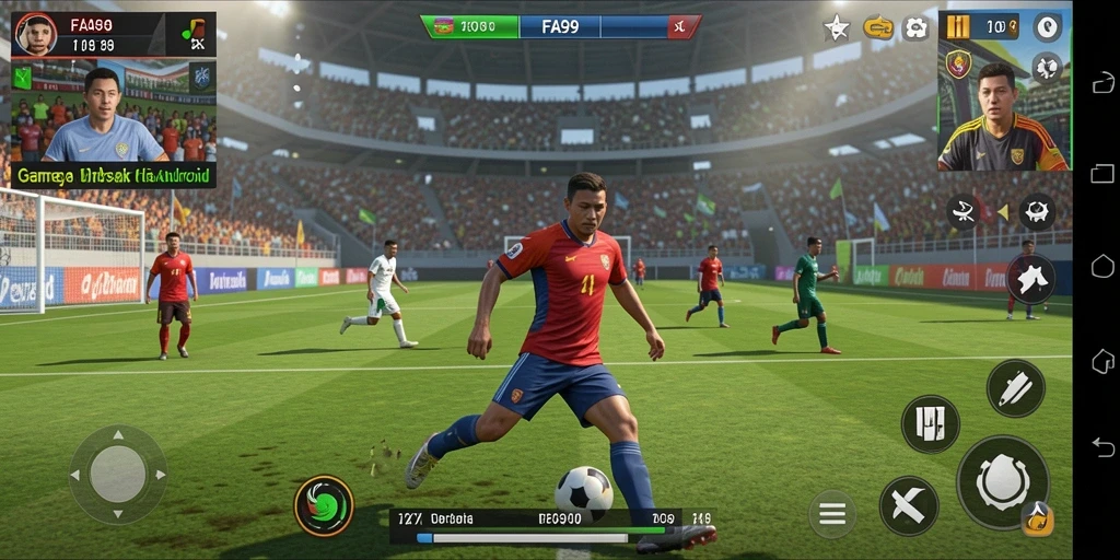 Tampilan gameplay FA99 dengan aksi olahraga yang mendebarkan.