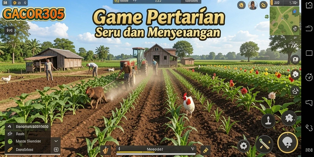 Screenshot GACOR305 menampilkan aktivitas bertani yang seru dan interaktif.