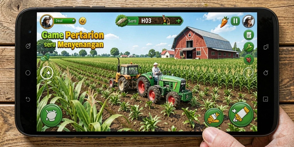 Tampilan gameplay H03 yang menampilkan aktivitas pertanian yang seru.