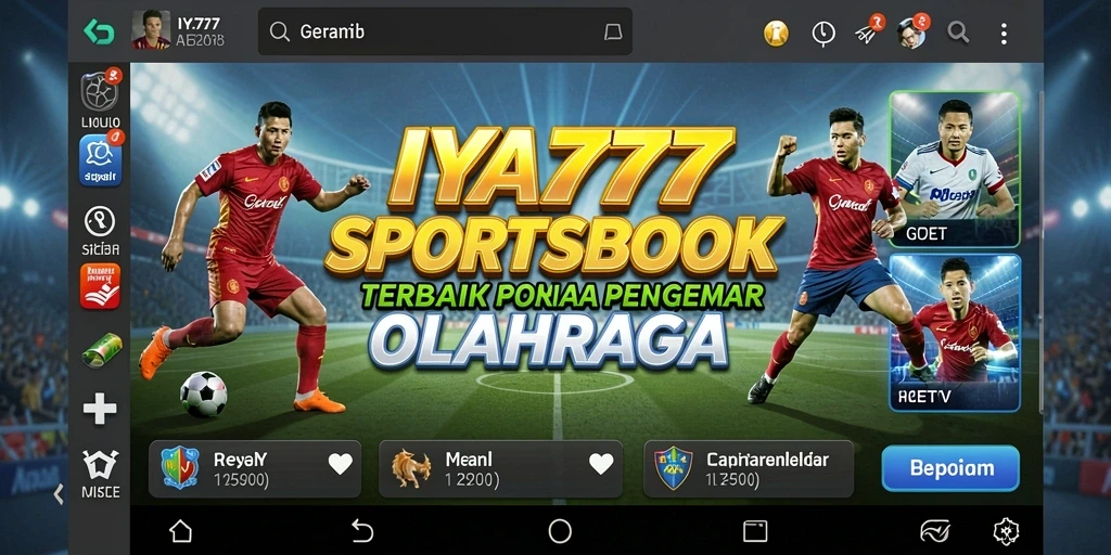 Screenshot utama IYA777 menampilkan antarmuka taruhan olahraga yang dinamis.
