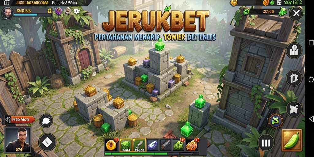 Tampilan gameplay seru dari JERUKBET dalam genre Tower Defense.