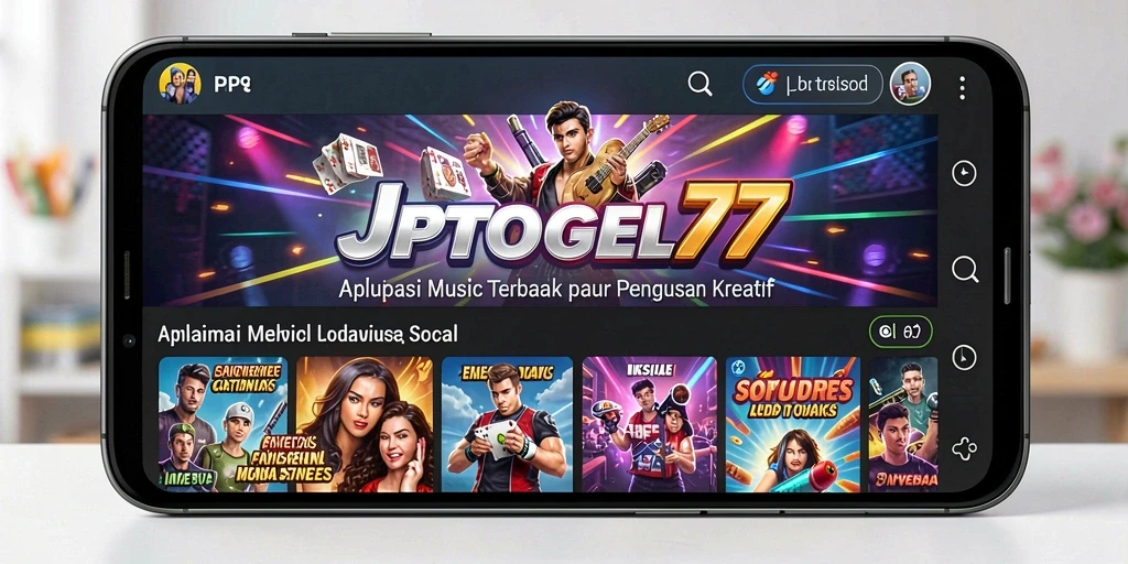 Screenshot utama JPTOGEL77 menampilkan antarmuka aplikasi saat memutar lagu.
