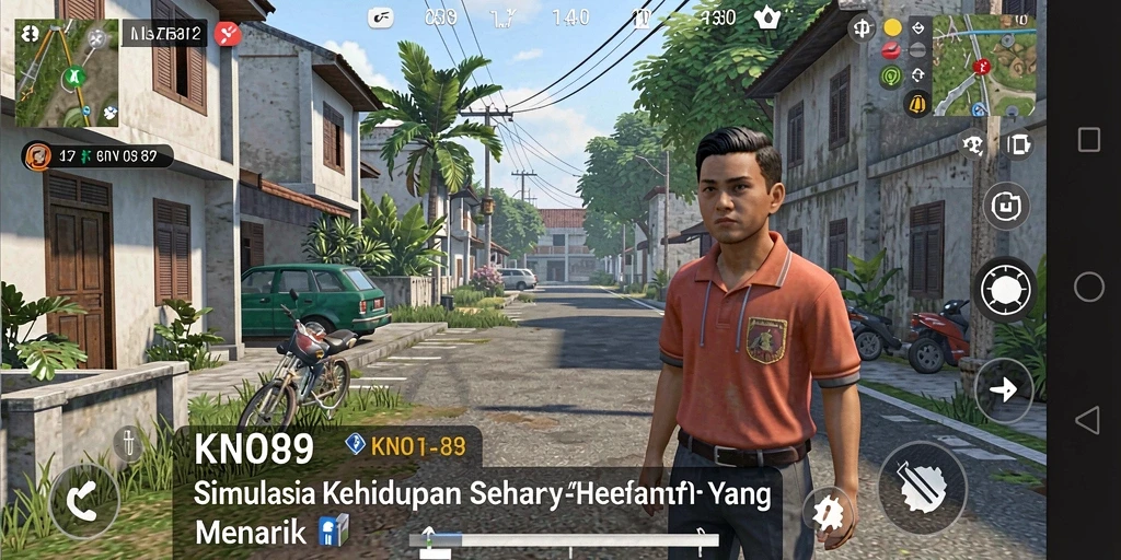 Screenshot utama KNO89 menunjukkan gameplay simulasi yang realistis.
