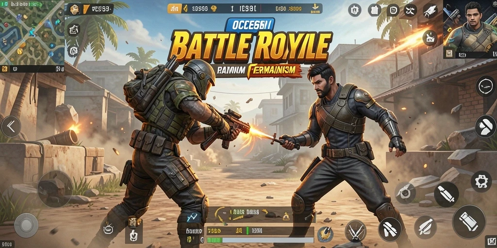 Tangkapan layar OCE69 menampilkan pertempuran mendebarkan dalam arena Battle Royale.