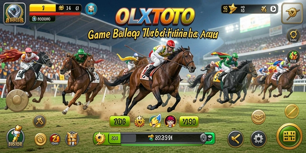 Screenshot gameplay OLXTOTO menampilkan mobil balap melaju kencang di trek.
