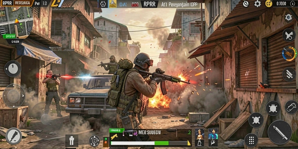 Screenshot gameplay RPRR menampilkan aksi pertempuran yang menegangkan.