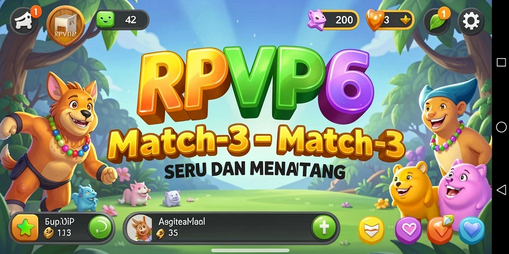 Tampilan gameplay menarik di RPVIP6 dengan elemen Match-3.