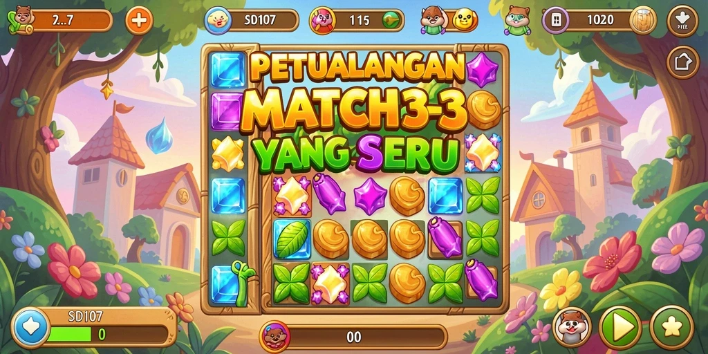 Tampilan gameplay <strong>SD107</strong> dengan aksi pencocokan warna-warni yang seru.